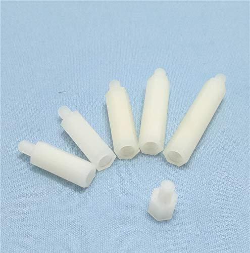 RKODRSMG 20/50pcs M2/M2.5/M3/M4*L+6mm Thread Black Or White Spacing Screw Plastic For PCB Motherboard Fixed Nylon Standoff Spacer Pillar(White 8mm 50pcs,M2)