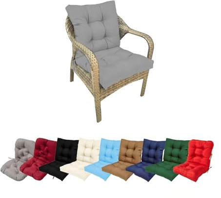 Waterproof Tufted Deep Seat Patio Chair Cushion for Garden Wicker Chair High Rebound High Back Rocking Chair Pads with String Ties Replacement Cushion for Dining Room and Kitchen