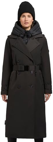 khujo Damen Wintermantel warmer Trenchcoat mit Taillengürtel und abnehmbaren Kragen Elena-YM XS-XXL