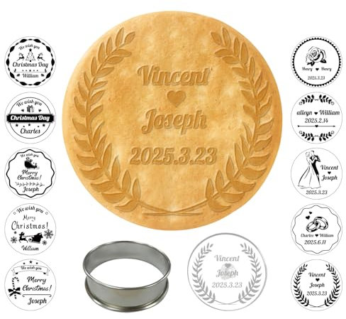 2024 Personalisierter Keksstempel zum Thema Hochzeitstag mit Text, Individuelle Keksform mit Griff, Erhabenes 3D Design, Geschenk für Bäcker/Backbegeisterte