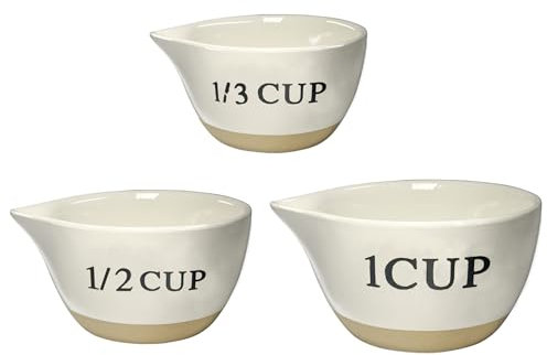 Set of 3 Ceramic Milk Measuring Cups,Bowl Shaped Measuring Cups,Streamlined Cup Mouth Standard Measurement Baking Bowls for Kitchen Dining Room Cake Eggs Milk