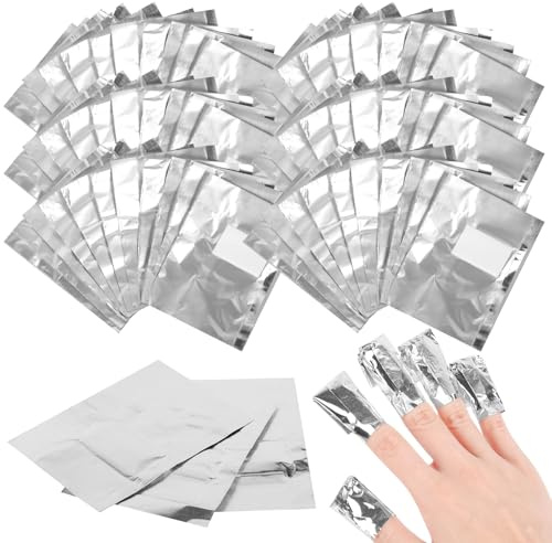 500Pcs Foil Nail Wraps, Gel Remover Wraps with Lint-Free Cotton Pads | Nail Foils, Nail Polish Remover Pads with Cuticle Pusher for Fast & Gentle Soak Off Gel Polish Removing