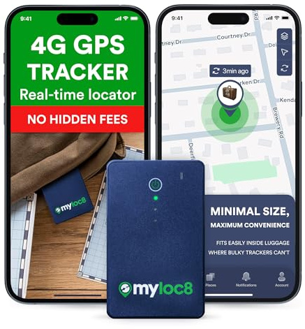 MyLoc8 Edge GPS Gepäck-Tracker – TSA-geprüft, Echtzeit-Tracking für Koffer, Auto, Kinder & Taschen – Android & iOS App – Smart-Tag mit Öffnungsalarm, Geofencing & bis zu 8 Tage Akkulaufzeit