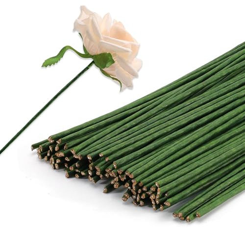 100 Pcs 18-Gauge Florist Wire - 2mm Thick Green Floral Stems, 30cm/11.8 Bendable Craft Steel Wire for Flower Arranging, DIY Bouquet Support