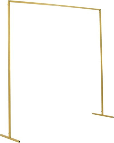Holdfiturn Rectangle Wedding Arch Stand 2x2M Iron Rectangle Backdrop Stand Metal Garden Arch Arbour Climbing Plants Roses for Wedding Ceremony Party Decoration Gold