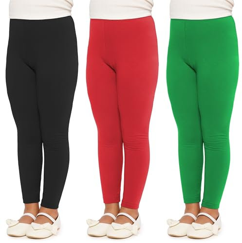 Merry Style Mädchen Lange Leggings aus Baumwolle MS10-225 (Schwarz/Rot/Grün, 152 cm)