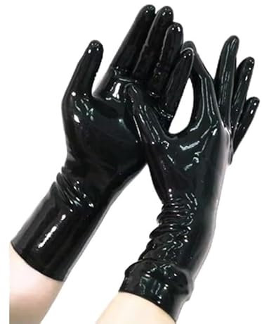 Kurze Handschuhe aus Latex, Gummi, für Damen und Herren, Schwarz , M