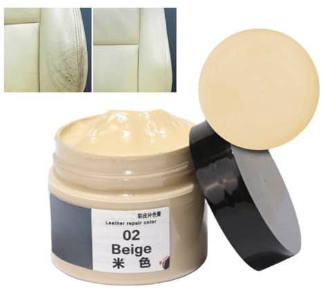 Leather Recoloring Balm,Leather Color Restorer Couches,Lea-ther Repair Kit for Furniture Sofa,Purse,Shoes,Lea-ther Couch Paint,Leath-er Filler,Cracked Leath-er Repair Kit,Re-pair Patches,Beige