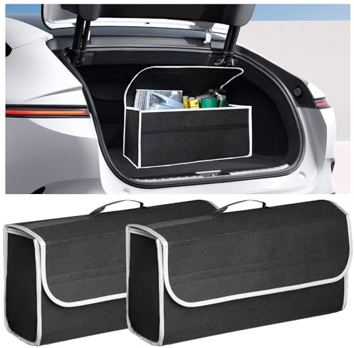 2 Stück Auto Kofferraum Organizer,Faltbar Kofferraumtasche mit Klettbändern | Rutschfest Filz Tasche für Den Kofferraum, Auto box Kofferraum Toolbag Unverzichtbares Autozubehör für alle Fahrzeuge