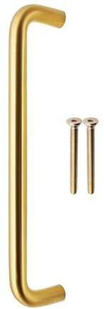EAI Brass Door Pull Handle, 300 x 19mm Commerical Door Pull D Handle Satin Brass for Schools, Offices, Shops & More