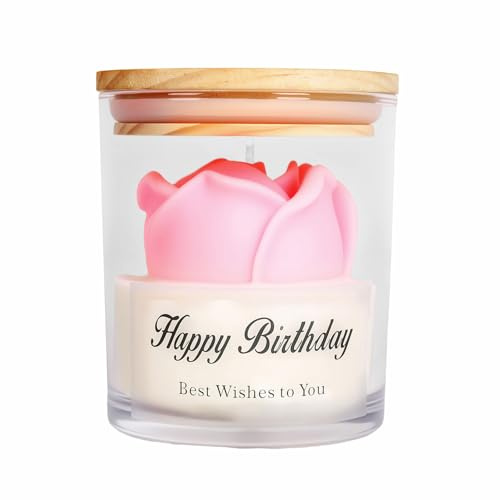 Happy Birthday Candles for Women Mum Friends,Scented Candles Gifts for Women Bestie Friend,Sweet Rose Pamper Gift for Wife, Christmas Presents for Mum,Mother's Valentine's Day,195g Soy Candle