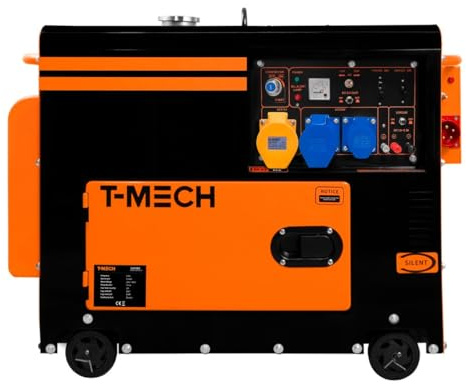 Generatore diesel silenzioso monofase ATS 230V 6kVA 6500W 13HP 115V / 230V Avvio elettrico Telaio chiuso Potenza di emergenza 4 ruote portatili Acciaio Capacità carburante 20L Kit attrezzi e imbuto