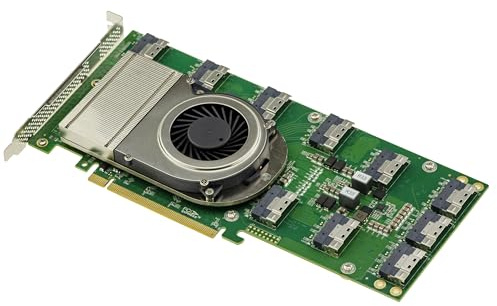 KALEA-INFORMATIQUE PCIe 4.0-Switch-Controller-Karte mit 10 SFF-8654 8i-Anschlüssen zur Steuerung von bis zu 20 NVMe-SSDs oder 5 Grafikkarten, Broadcom PEX88096-Chipsatz.