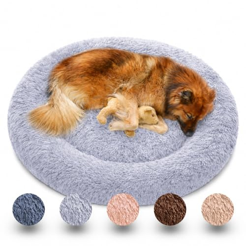 nobelpfote Hundebett Wolke 7 - Kuscheliges Hundekissen, waschbarer Bezug, gelenkschonend für kleine, mittelgroße & große Hunde, Grau, L - 80cm