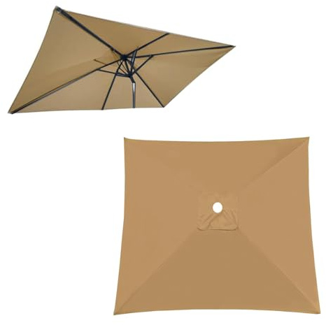 300x300 300X200 200x200cm Toldo De Recambio Para Sombrilla Cuadrada, Resistente Desgaste Lona De Repuesto Plegable Cubierta Rectángulo/cuadrado, GrandePara Exteriores Patio Jardín(Khaki,197X197cm)