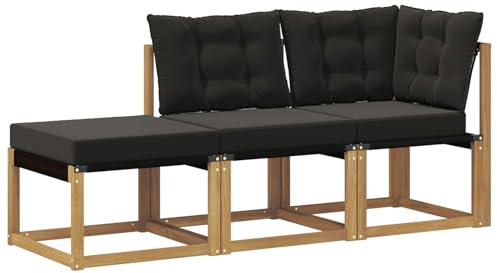 vidaXL Sectional Sofa Einheiten mit Kissen 3 Stück Weiß, Akazienholz Balkonmöbel, modernes, Robustes Lounge-Set für vielseitige Garten-Nutzung, wetterfest und schick