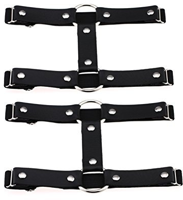 Outman Damen einstellbar elastice 2 Reihen Leder beingurt strumpfbandgurt Punk Gothic oberschenkels Ring Strumpfband einheitsgröße schwarz