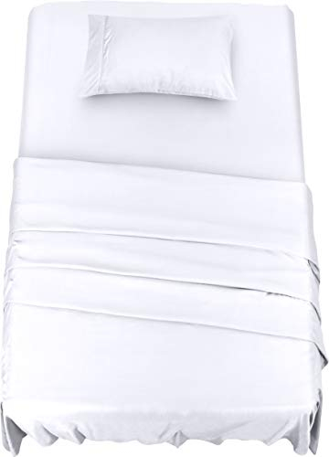 Utopia Bedding Bed Sheet Set Single, White, 3 Piece – Fitted Sheet, Flat Sheet with 1 Pillow Case 50x75 – Wrinkle, Shrinkage and Fade Resistant – Oeko-Tex Certified, Polyester Microfiber Fabric