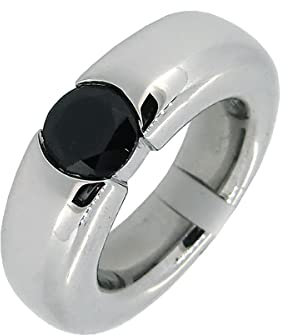 GOOIX Ring mit Zirkonia schwarz 925 AG #52