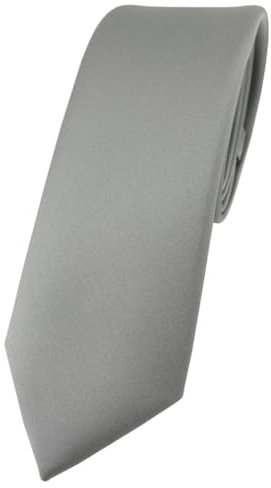 TigerTie Herren Krawatte – schmale 5,5 cm Krawatte in grau einfarbigem Design, ideal für Geschäftstermine, festliche Anlässe und die Freizeit