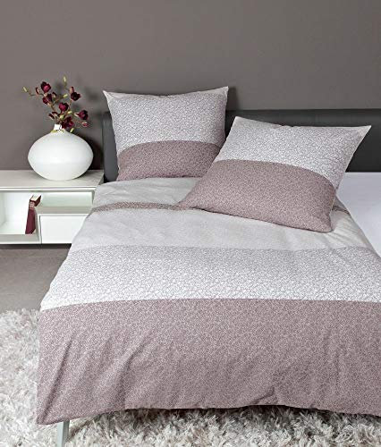 Janine Bettwäsche Davos Feinbiber I Farbe 05 Mauve Rosenholz I Größe 155X220 80x80 cm I Reine Baumwolle