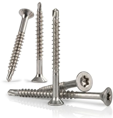 PROTECH 200 Stück Spanplattenschrauben 4,5x50mm V2A Edelstahl A2 Teilgewinde Senkkopf Torx-Antrieb TX Innensechsrund Schraube für Holz Holzwerkstoffe Weichholz Bohrspitze