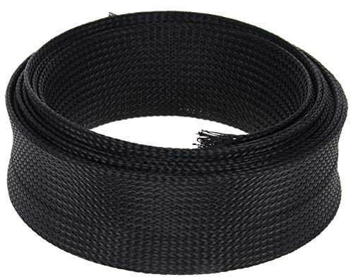 Othmro 3mx40mm Nero PET Cavo Avvolgere Intrecciato Manicotto Estensibile Ad Alta Temperatura Elettrico