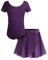Bricnat Mädchen Ballettkleidung Ballettkleid Kurzarm Tanzbody Gymnastikanzug Balletttrikot Tanzkleid mit Tütü Kinder Baumwolle Lila 160