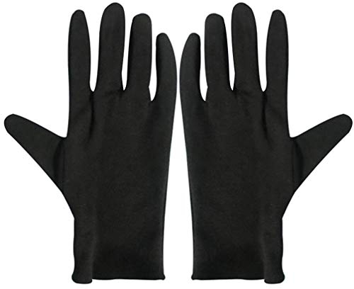 Solustre 12 Paar baumwollhandschuhe Schwarz Stoff Handschuhe Schutzhandschuhe Arbeitshandschuhe Juweliergeschäft Schmuckinspektion Zeremonie Etikette Restaurant Zuhause Labor Im Freien (Größe S)