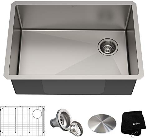 Kraus KA1US32B Dex Unterbauspüle, 81,3 cm, 16 Gauge, Edelstahl, Einzelbecken
