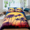 Loussiesd Palme Drucken Betten Set Tropische Bäume Bettwäsche Set 155x220cm Hawaiian Botanical Bettbezug Set für Kinder Jungen Mädchen Mikrofaser Meer Sunset Scenery Decor