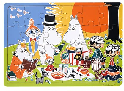 Barbo Toys - Mumins Holzpuzzle Picknick - 24 Teilen - Puzzle Spielzeug - ür Kinder ab 3 Jahren - Moomin Rahmenpuzzle aus Holz - Mit Illustrationen aus dem Mumintal - Mumins und seinen Freunden