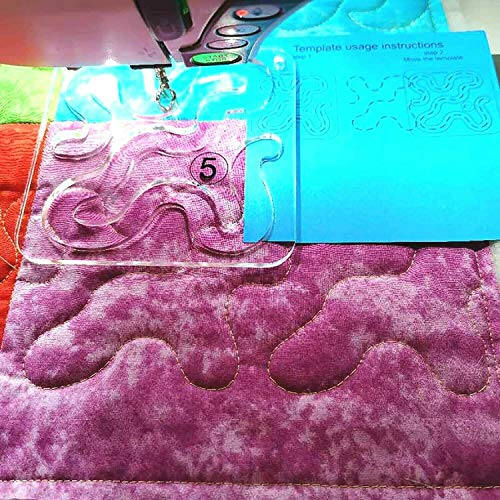 YEQIN Free Motion Quilting-Schablone, Lineal, Serie 5, mit Quiltrahmen, für Haushaltsnähmaschinen, Lineal (Mäanderschablone)