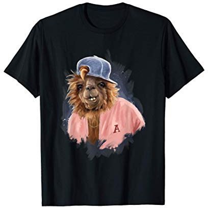 Cooles College Alpaka Lama mit Cap für Frauen und Männer T-Shirt