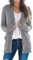 Maavoki Strickjacke Damen Herbst Cardigan mit Knopfleiste Langarm Strick Warm Winter Strickmantel mit Taschen, Grau,XXL