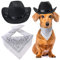 Yewong Cowboy-Kostüm-Zubehör für Hunde und Katzen, Cowboy-Hut und Halstuch, West-Cowboy-Zubehör für Welpen, Kätzchen, Party, Festival und tägliches Tragen, Set (schwarzer Hut + weißes Bandana)