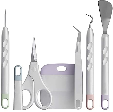 Vinyl Weeding Tools 6 Pcs Basic Craft Weeder Tool Set Cardstock Crafting Tools Kit for Weeding, Silhouette, HTV, Cameos, Lettering, Labelling (6)