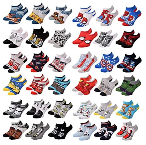 Disney socks. Pack de chaussettes Licence fantaisies -Assortiment modèles photos selon arrivages- (31/34, Pack de 12 Paires BOYS SNEAKER SURPRISE)