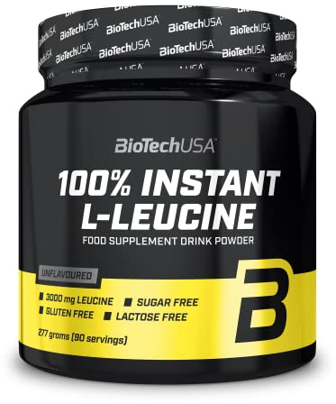 BioTechUSA 100% Instant L-Leucine Drink Powder | Vegan | Sugar-Free | Gluten-Free | Lactose Free | 3,000mg Leucine | 277g | Unflavoured