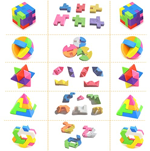 ICEPAPA, Radiergummi Kinder, 10 Stück Würfelpuzzle Eraser, Geeignet als Radiergummi, Tombola Preise Kinder oder Mitgebsel Kindergeburtstag(Enthält 5 Formen)