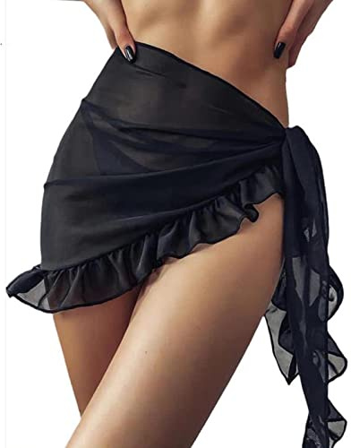 Strand Wrap Sarong Damen, Chiffon Vertuschung Wickelröcke Kurz Bikini Rock Cover up Strandtuch Strandkleid Tücher Wickelrock Badeanzug für Urlaub Sommer Strand Wrap Sarong Vertuschung Chiffon