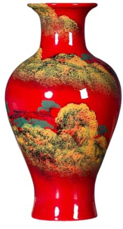 AMITVA Vase en céramique Chinoise Blanc Grand Vase Chinois Vase à Fleurs en Porcelaine Vases en céramique Antiques Chinois Vase décoratif Traditionnel-D:High 30 CM