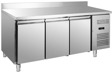 GastroHero Tiefkühltisch, 417 Liter, 3 Böden, Edelstahl GNH4200BT | 3 Türen, mit Aufkantung, inkl. 3 Zwischenböden, -22°C bis -18°C, für GN 1/1 Behälter, Bleche & Roste, 230 V, (BxT) 180x70 cm