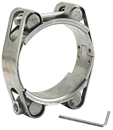 120-130mm Heavy Duty T Bolt Hose Clamp 304 Stainless Steel Double Head Double Layer Hose Pipe Clamp Tube Clamps Band Width 24mm(1 Pieces with Wrench)