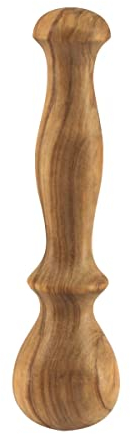 Maza de Mortero Marrón de Madera de Olivo Rústico, Triturador Manual para Moler, Mango Ergonómico, 14 cm