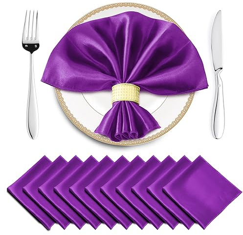 Horbaunal Satin-Servietten, 43,2 x 43,2 cm, quadratisch, seidige Stoffservietten, weiche Tischservietten für Hochzeiten, Bankette, Partys, 16 Stück