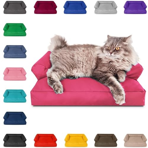 PatchHome Katzenbett – Oeko-TEX Zertifiziert – Katzenmöbel – mit recyceltem Styropor gefüllt – Katzensofa – Made in Germany – 50x40x15 cm – Rosa