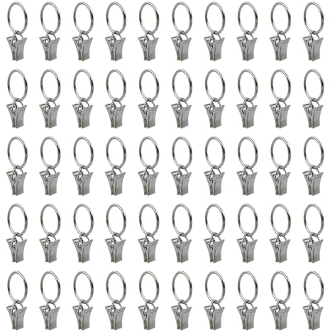 UMCHU 50 Stück Kreis Vorhangklammern,Vorhangring-Clips,Klammern für Rollvorhänge,für Fenstergardinen,für alle Arten von Gardinen