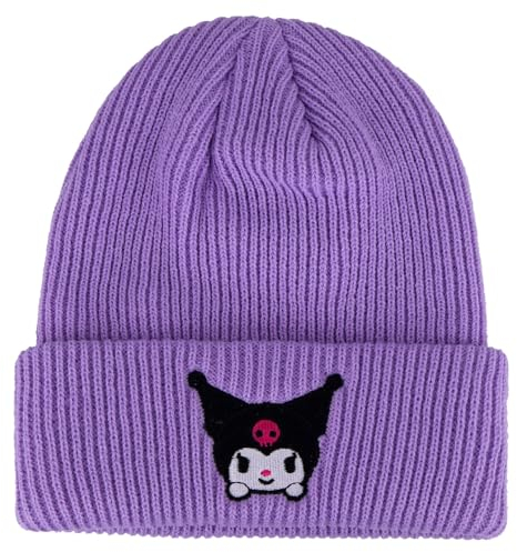 Roffatide Anime Beanie Hut Kawaii Lolita JK Caps Winter Strickmütze für Jungen Mädchen Gestickte Beanie Mütze Lila