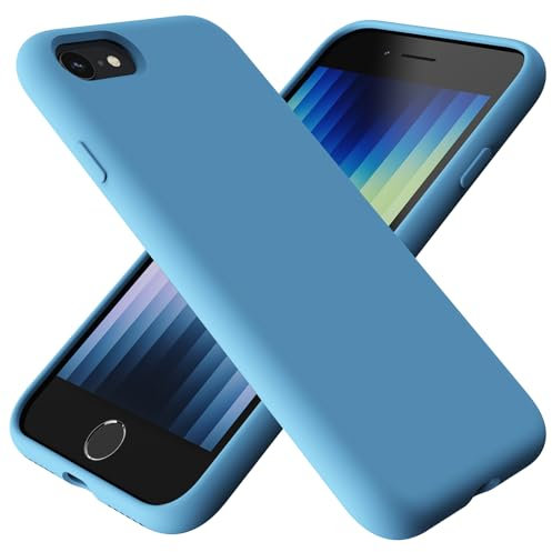 TAXXOE Liquid Silicone Case Compatible with iPhone SE 2020/2022, iPhone 8/7, 4.7 Inch, Soft-Touch, Shockproof, DustProof, Antiskid Full Body Phone Cover for iPhone SE - Chrysanthemum Blue